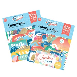 Echo Park DIVE INTO SUMMER Collection Set of 2 Items, Ephemera and Frames and Tags /Carta Bella
