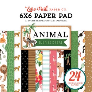 Echo Park ANIMAL KINGDOM Collection 6 x 6 Paper Pad 24 Double Sided Adorable Papers Carta Bella