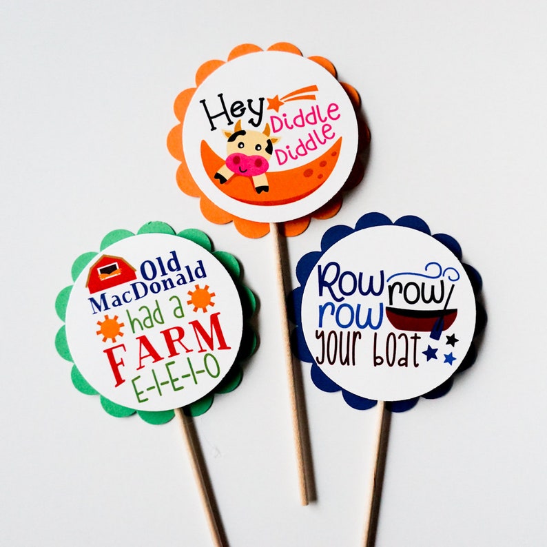 Nursery Rhymes Cupcake Toppers Twinkle, Humpty, Hickory Itsy Bitsy Spider image 4