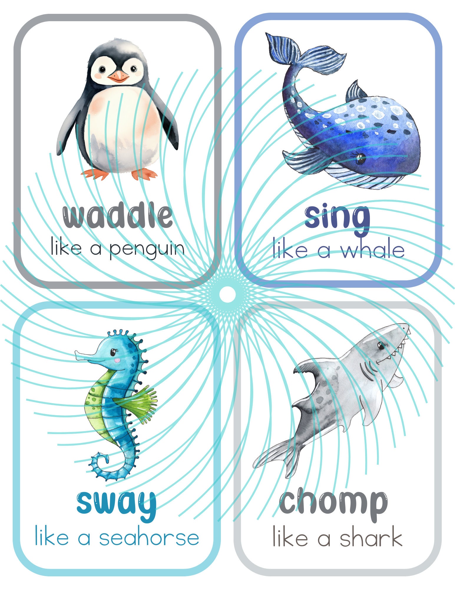 Movement Cards for Toddlers and Preschool Ocean Animals, Busy Activities, Fun and Games, Fitness - Sea Life Digital - Etsy movement-cards-for-toddlers-and-preschool-ocean-animals-busy-activities-fun-and-games-fitness-sea-life-digital-etsy