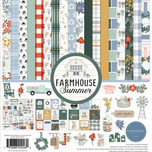 Carta Bella FARMHOUSE SUMMER Collection Kit 12 x 12 paper and Element Sticker Sheet Echo Park