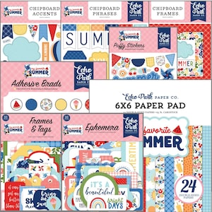 Echo Park MY FAVORITE SUMMER Collection, Bundle of 8 items, Carta Bella - Journaling Scrapbooking Memories