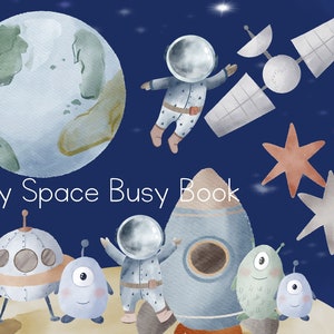 Space Busy Book or Pages for Toddlers - Printable Homeschool Quiet Time activity Digital