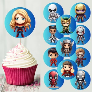Cupcake Toppers Super Heroes - (two sizes 2" and 2-1/4") DIY Printable Digital File - Set 2 Super powers