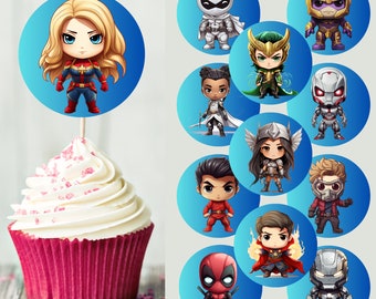 Cupcake Toppers Super Heroes - (two sizes 2" and 2-1/4") DIY Printable Digital File - Set 2 Super powers