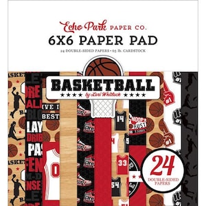 Echo Park BASKETBALL Collection 6 x 6 Paper Pad 24 Double Sided Adorable Papers Carta Bella