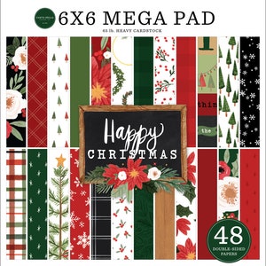 Carta Bella HAPPY CHRISTMAS MEGA Collection 6 x 6 Paper Pad 48 Double Sided Adorable Papers Echo Park