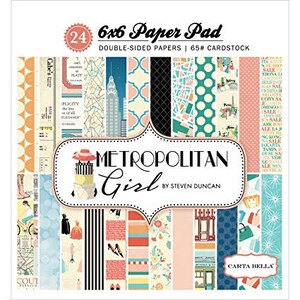 Carta Bella  Metropolitan Girl Collection 6 x 6 Paper Pad 24 Double Sided Adorable Papers