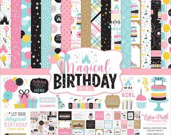 Echo Park MAGICAL BIRTHDAY in Pinks Collection Kit 12 x 12, Disneyland, disney Mickey Mouse