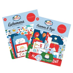 Carta Bella LET'S CELEBRATE Collection Set of 2 Items, Ephemera and Frames and Tags / Echo Park