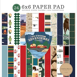 Carta Bella OUTDOOR ADVENTURE Collection 6 x 6 Paper Pad 24 Double Sided Adorable Papers Echo Park