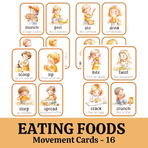 Movement Cards Food Themed for Toddlers and Preschool, busy activities, fun and games, fitness - Digital