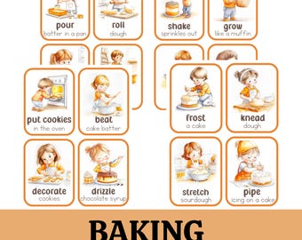 Movement Cards Baking Themed for Toddlers and Preschool, busy activities, fun and games, fitness - Digital