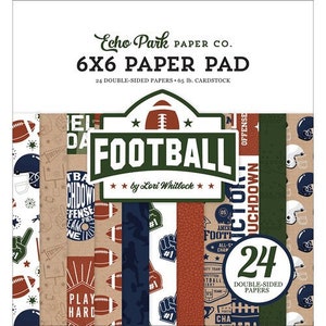 Echo Park FOOTBALL Collection 6 x 6 Paper Pad 24 Double Sided Adorable Papers Carta Bella