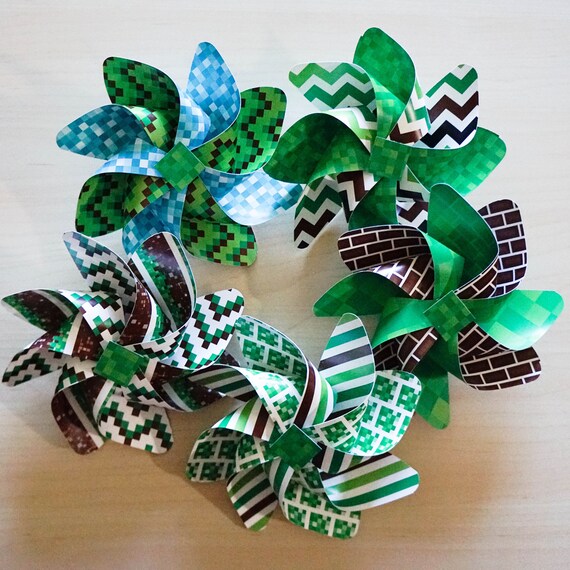 Pinwheels Minecraft Set Of 5 Beautiful Double Spinners Etsy