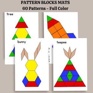Pattern Block Mat Sheets - 60 shapes total of pattern matching fun, Preschool, Toddler, Child Homeschool