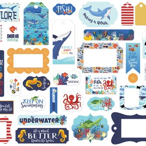 Carta Bella Ephemera - Fish are Friends  33 pieces Frames and Tags