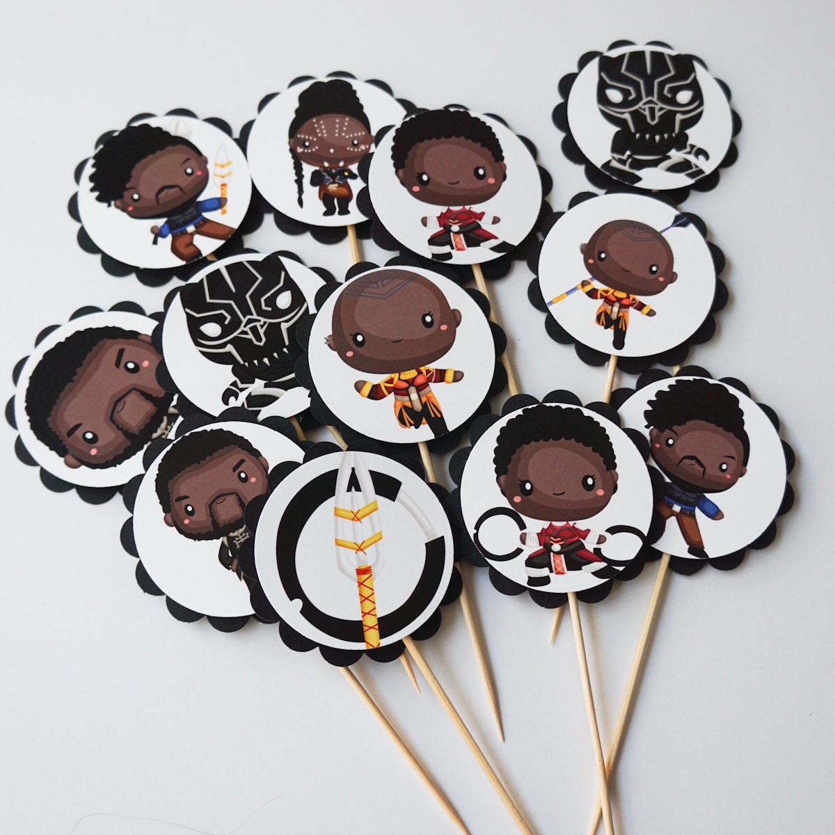 Black Panther Cupcake Toppers Cupcake Flags Cupcake | Etsy