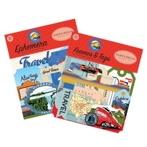 Carta Bella All Aboard Collection Set of 2 Items, Ephemera and Frames and Tags / Echo Park