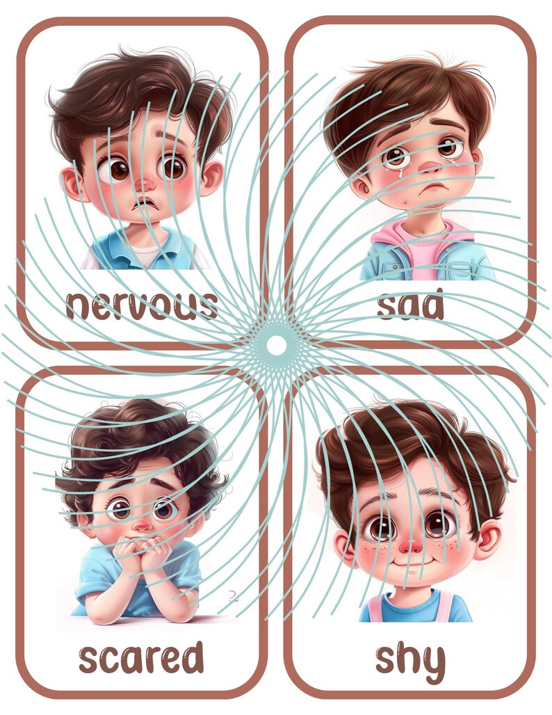 Emotion Flashcards, Feeling Cards for Toddlers and Preschool, Brown ...