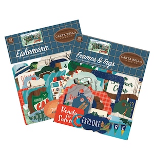 Carta Bella SUMMER CAMP Collection Set of 2 Items, Ephemera and Frames and Tags / Carta Bella
