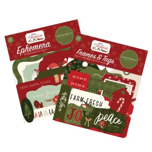 Carta Bella HELLO CHRISTMAS Collection Set of 2 Items, Ephemera and Frames and Tags / Echo Park
