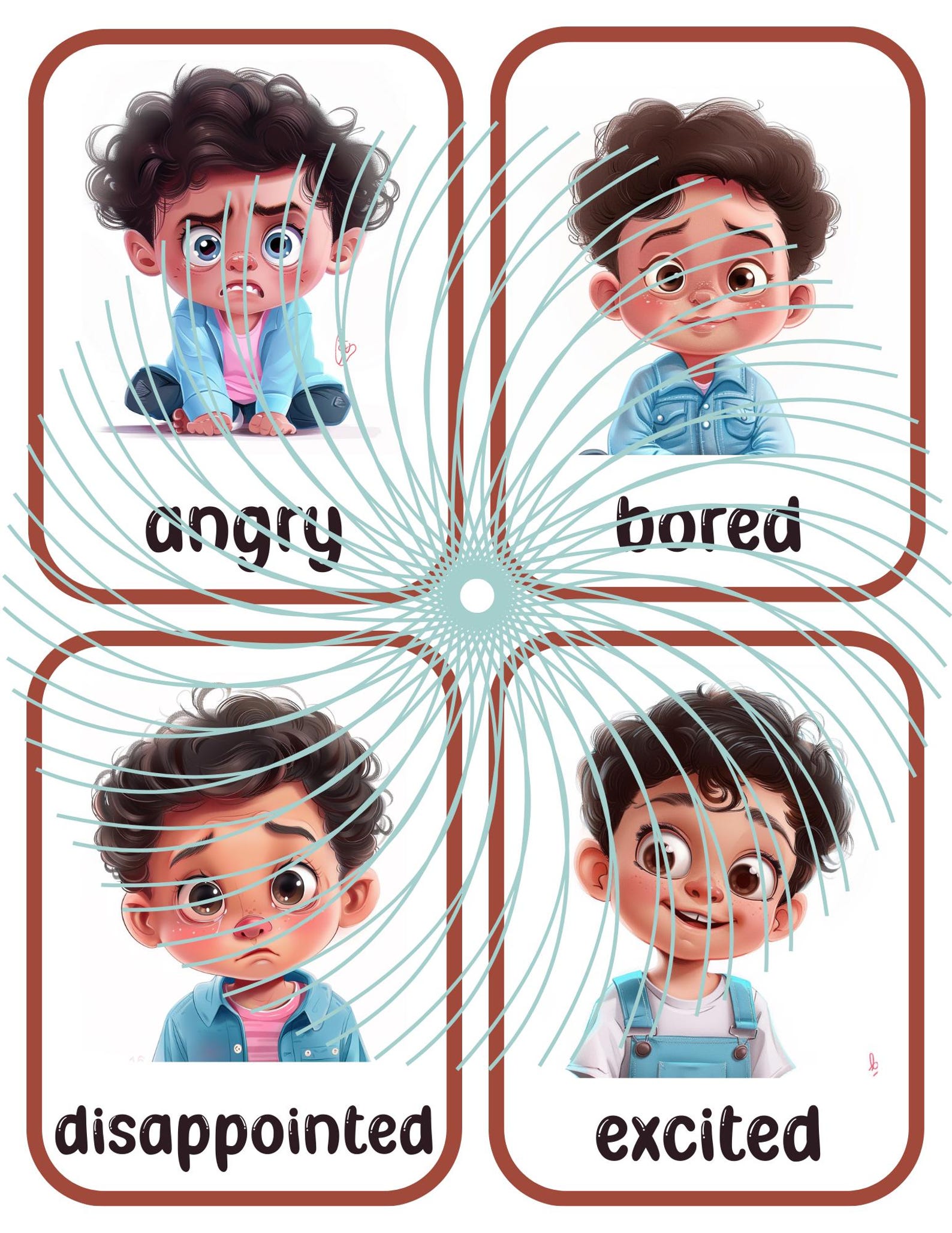 Emotion Flashcards, Feeling Cards for Toddlers and Preschool, Dark ...