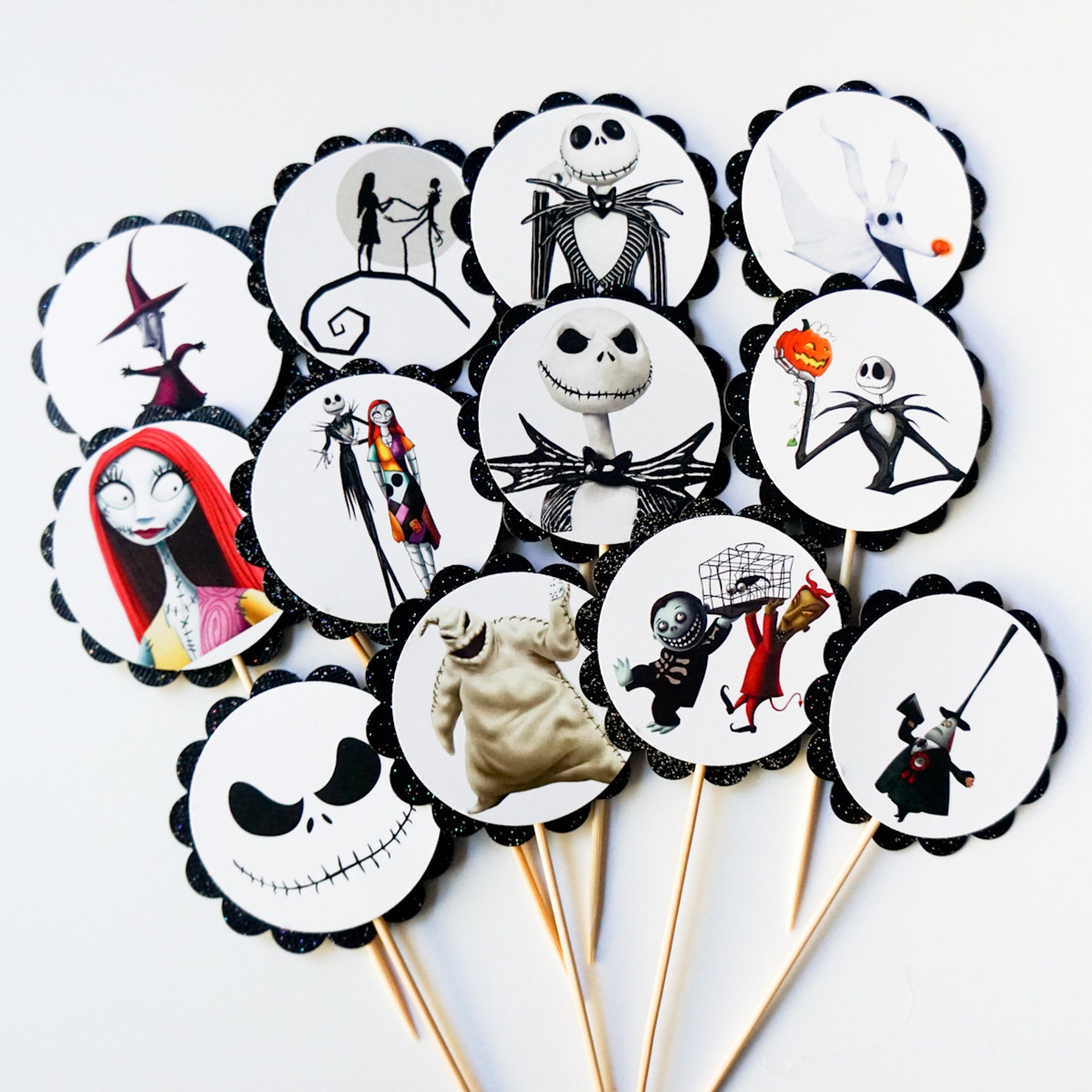 Nightmare Before Christmas Cupcake Toppers 12 Cupcake Flags Etsy