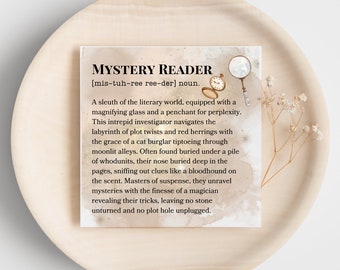 Card - Mystery Reader - perfect for any book lover.  Digital download, instant print - book hoarder, paperbacks, hardcover, novels