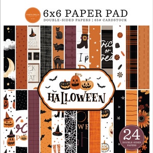 Carta Bella Halloween Collection 6 x 6 Paper Pad 24 Double Sided Adorable Echo Park