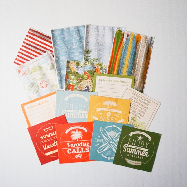 Bo Bunny BEACH THERAPY Journaling Cards Beach Set - Sand and Surf Collection includes 15 Cards