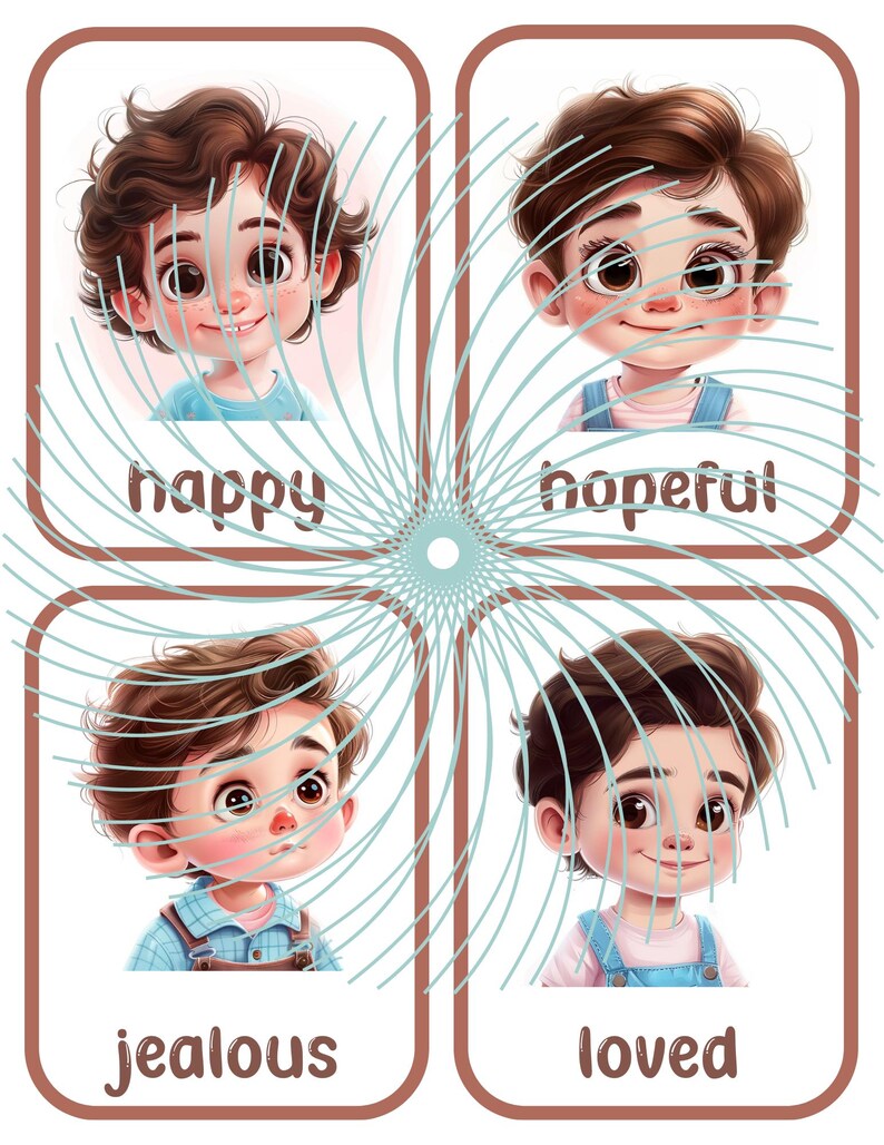 Emotion Flashcards, Feeling Cards for Toddlers and Preschool, Brown ...