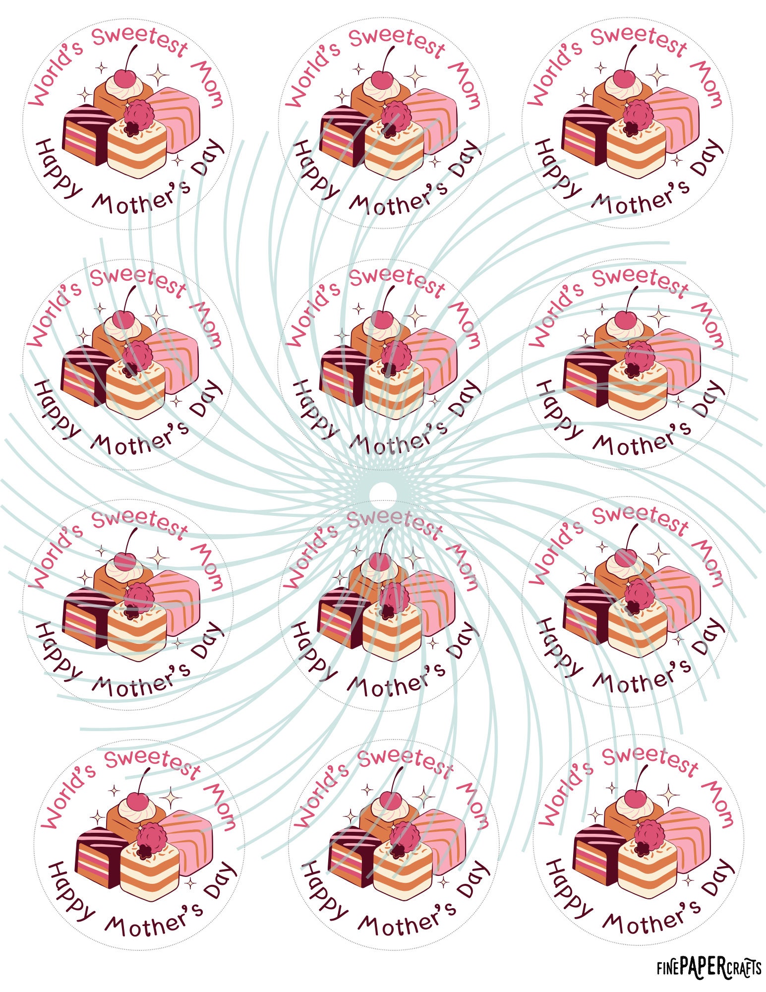 Cupcake Toppers Mother's Day - World's Sweetest Mom - Adorable Love Mum ...