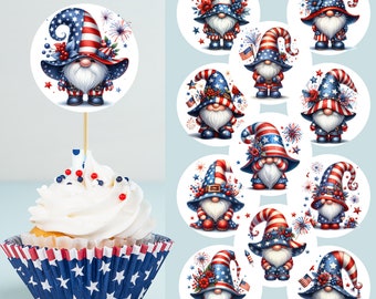 Cupcake Toppers 4th of July Independence Day, The Fourth -   DIY Printable Digital File, Patriotic flags
