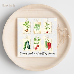 Tarjeta: sembrar semillas y tramar sueños, perfecta para cualquier jardinero. Descarga digital, impresión instantánea: plantar flores jardín cultivar semillas sueño