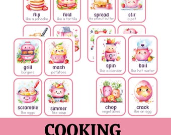 Movement Cards Cooking Themed for Toddlers and Preschool, busy activities, fun and games, fitness - Digital