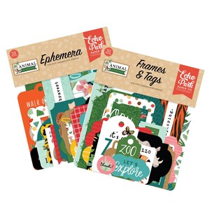 Echo Park ANIMAL KINGDOM Collection Set of 2 Items, Ephemera and Frames and Tags /Carta Bella