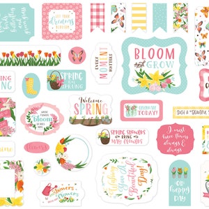Echo Park Ephemera - I Love Spring,  33 pieces