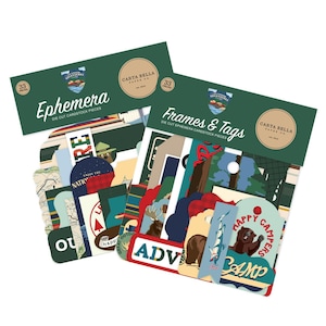 Carta Bella OUTDOOR ADVENTURE Collection Set of 2 Items, Ephemera and Frames and Tags / echo Park