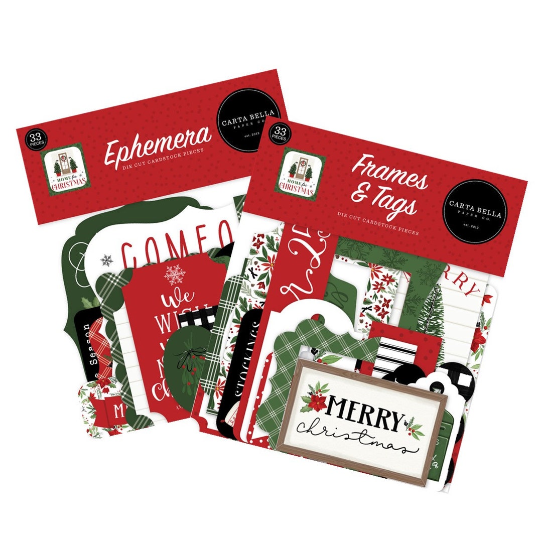 Carta Bella HOME FOR CHRISTMAS Collection Set of 2 Items, Ephemera and