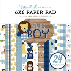 Echo Park BABY BOY Collection 6 x 6 Paper Pad 24 Double Sided Adorable Papers Carta Bella
