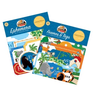 Carta Bella ZOO ADVENTURE Collection Set of 2 Items, Ephemera and Frames and Tags / Echo Park