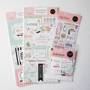 Carta Bella FLOWER GARDEN Collection Set of 4 Items, Home, Heart, floral