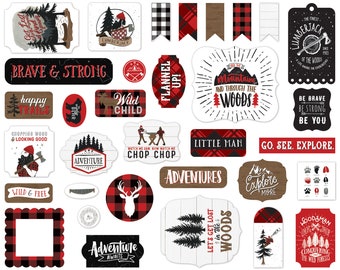 Echo Park Ephemera Let's Lumberjack, 33 pieces