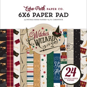 Echo Park WITCHES and WIZARDS #2 Collection 6 x 6 Paper Pad 24 Double Sided Adorable Papers Carta Bella