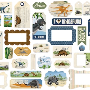 Carta Bella Ephemera - Dinosaurs - 33 pieces Frames and Tags