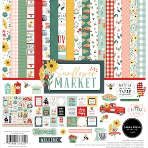 Carta Bella SUNFLOWER MARKET Collection Kit 12 x 12 papers and Sticker Sheet Echo Park