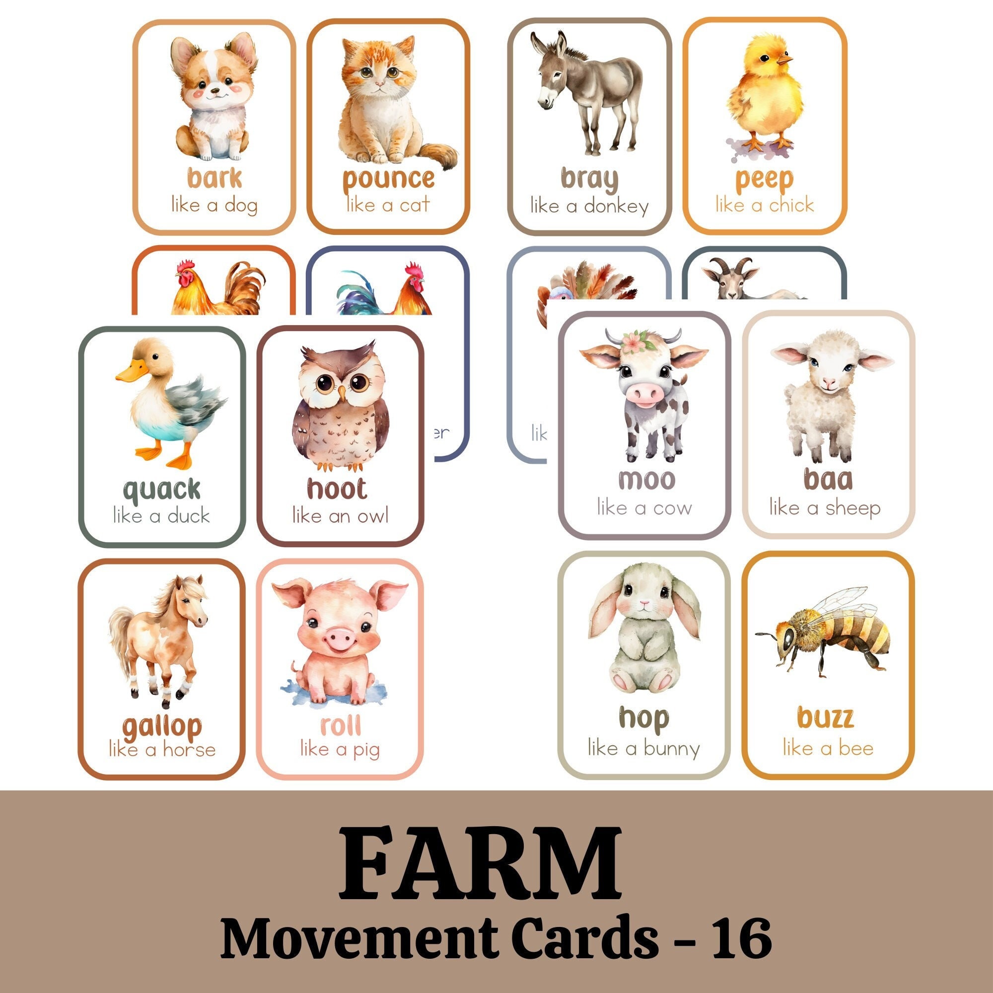 movement-cards-for-toddlers-and-preschool-farm-animals-busy-activities-fun-and-games-fitness-digital-etsy for Free Printable Farm Animal Movement Cards Movement Cards for Toddlers and Preschool Farm Animals, Busy Activities, Fun and Games, Fitness Digital - Etsy for Free Printable Farm Animal Movement Cards