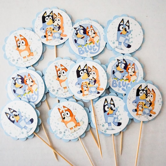 BLUEY Cupcake Toppers 12 or Candied Apple Toppers Adorable Etsy
