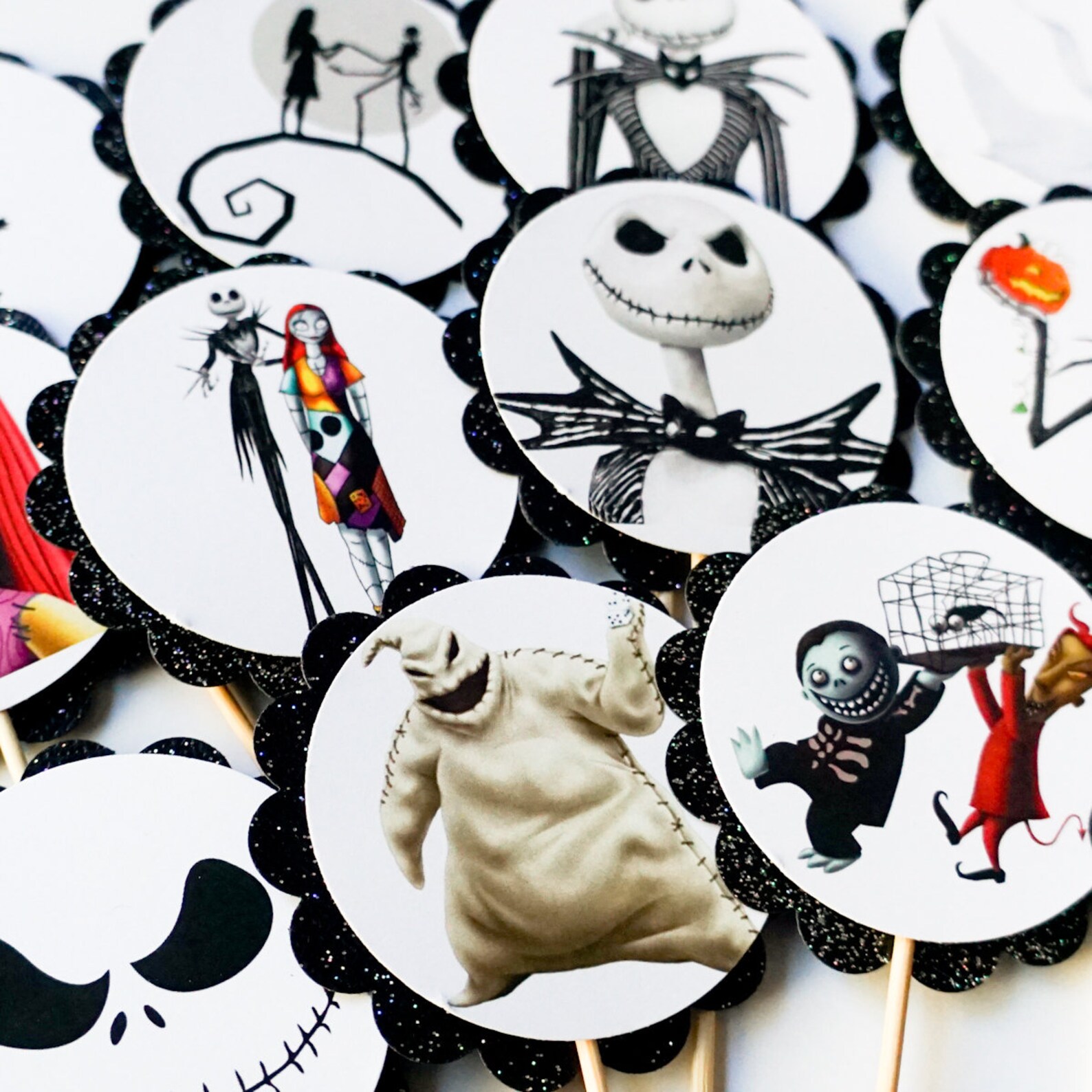 Nightmare Before Christmas Cupcake Toppers 12 Cupcake Flags Etsy